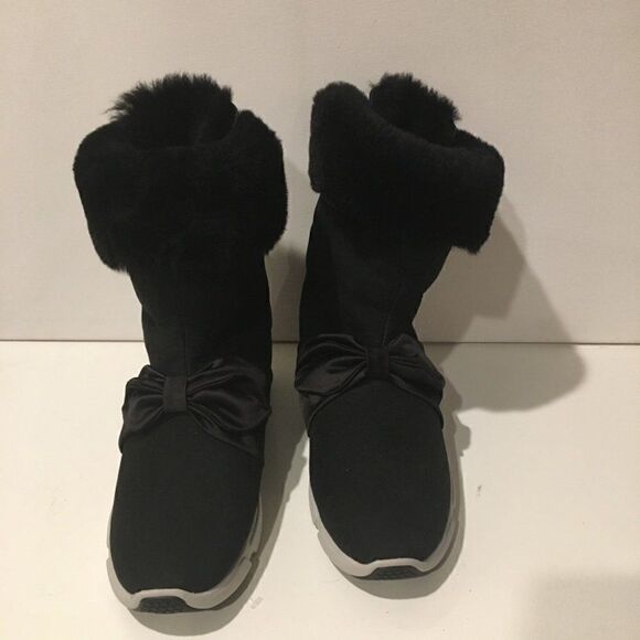 Mark Nason Sneaker Sherling Boot BlackSatin Bow 11 - Picture 3 of 6